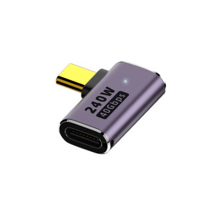 Adaptateur de courbure latérale 240 W USB-C/Type-C femelle vers USB-C/Type-C mâle 40 Gbit/s avec lumière SH74901705-20